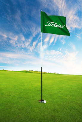 Custom golf flag with full-color printed logo