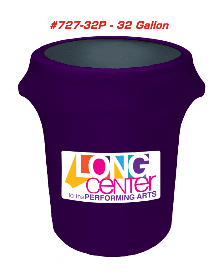 purple long center by perfoming arts printed 32 gallon container