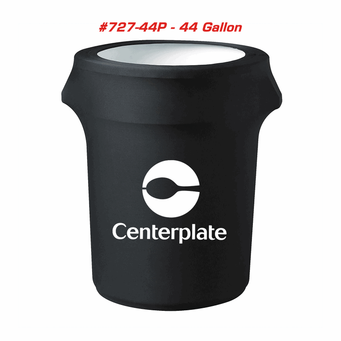 black Centerplate printed 44 gallon container