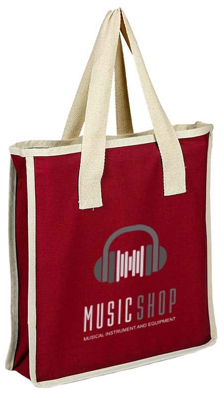 Red Fabric Bag with Handle and Printed Logo