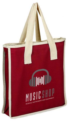 Red Fabric Bag with Carrying Handle and Printed Logo