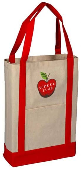 Canvas Two-tone Deluxe Tote Bag with Handle and Printed Logo