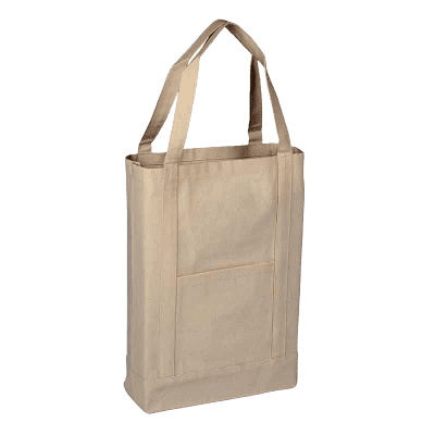 Cotton Two-Tone Deluxe Tote Bag in natural two-tone canvas colors 14″ W x 16″ H x 4″