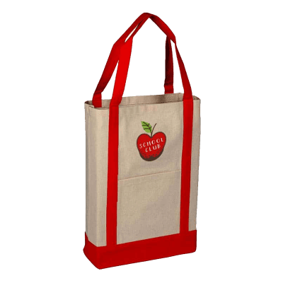 Cotton Two-Tone Deluxe Tote Bag in four different colors 14″ W x 16″ H x 4″